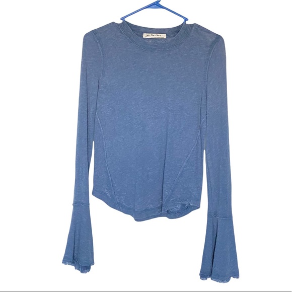 Sold Free People Cecelia Top T Shirt *Bell Sleeves Blue XS - Picture 6 of 16